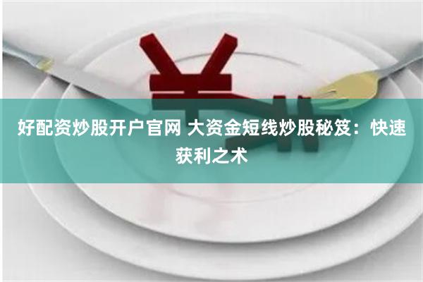 好配资炒股开户官网 大资金短线炒股秘笈：快速获利之术